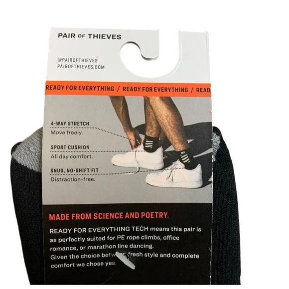 Pair of Thieves Men's Cushion Ankle Socks 3 Pack Shoe Size 6-12 Blk Gray White - Picture 6 of 9